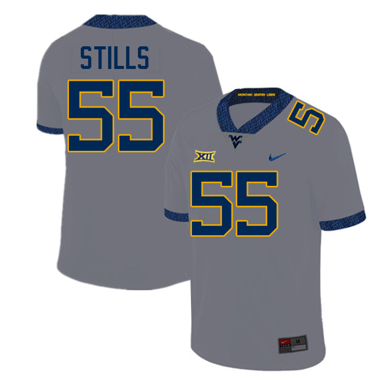 Dante Stills WVU Jersey,West Virginia Mountaineers #55 Dante Stills Jersey Youth College-Grey